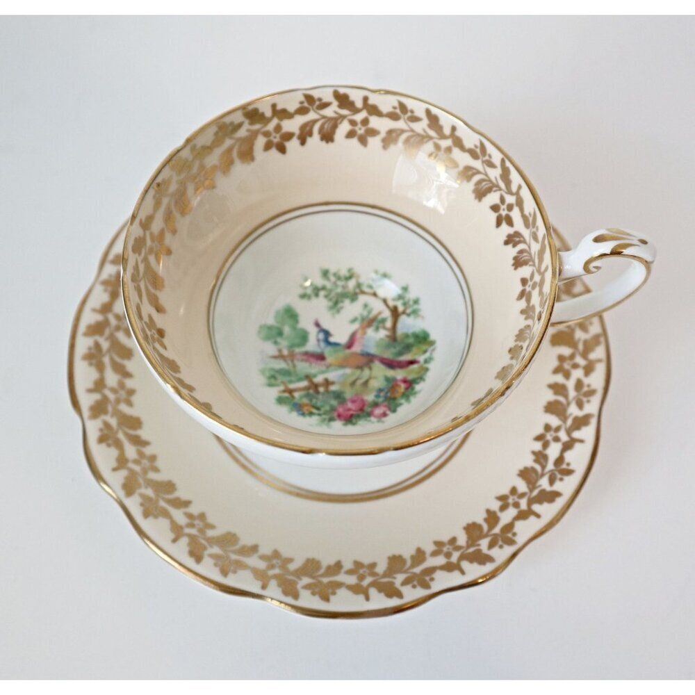 Tea Cup and Saucer Vintage Teacup and Saucer Foley Bone China Chelsea Bird